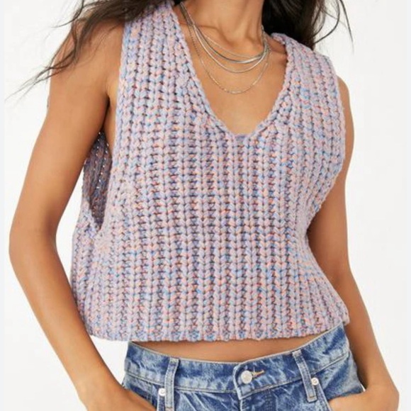 NWT  Free People crochet hoopla vest knit crop tank - Picture 9 of 11